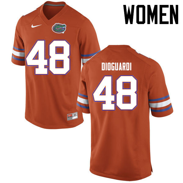 Women Florida Gators #48 Brett DioGuardi College Football Jerseys Sale-Orange